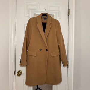 Zara Camel Long Coat Tailored Wool Blend Double Button